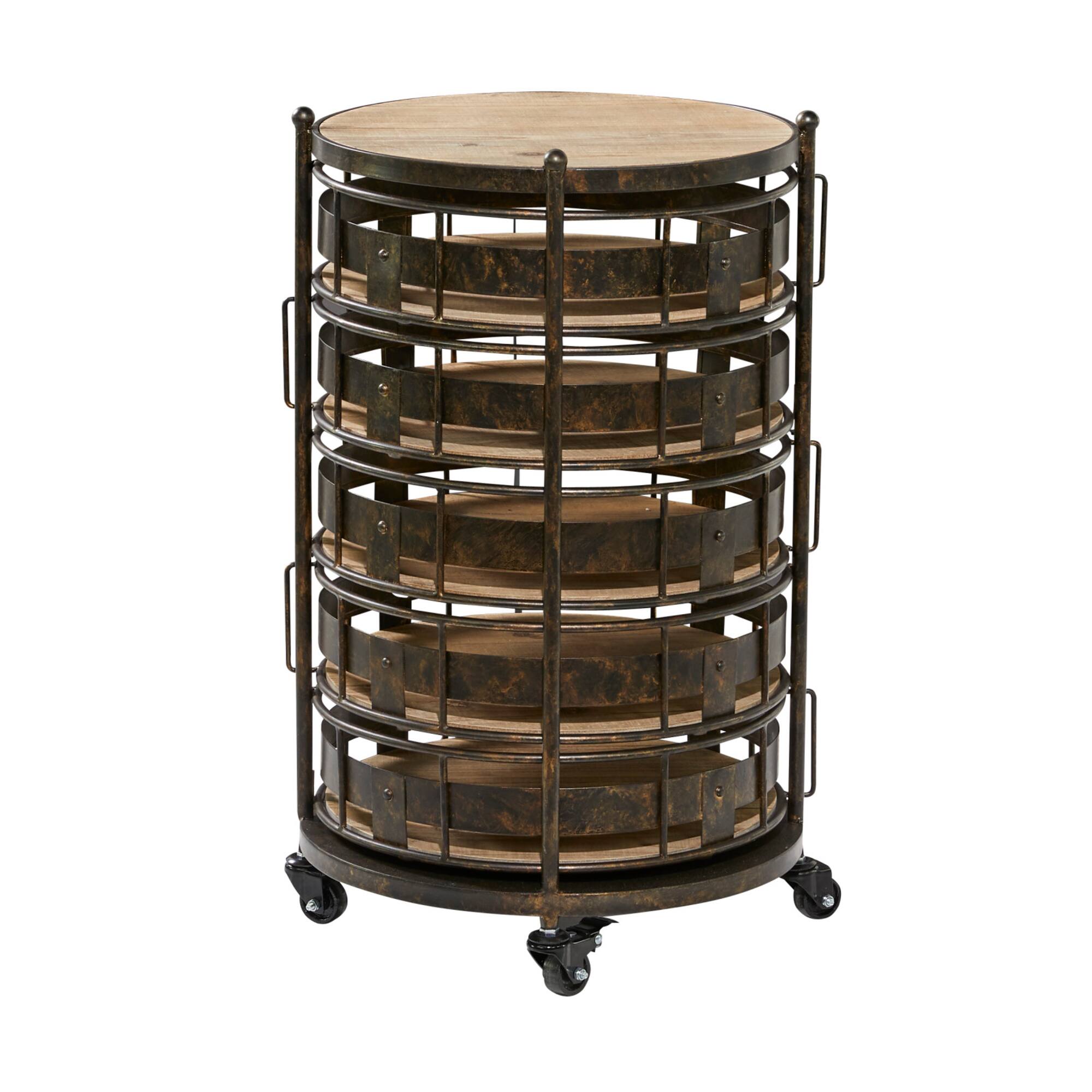 Brown Metal Farmhouse Storage Cart, 28" x 17" x 17"